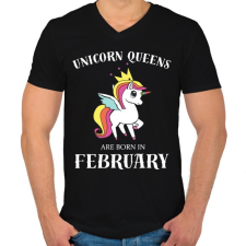 PRINTFASHION Unikornis királynők februárban születtek - Férfi V-nyakú póló - Fekete férfi póló