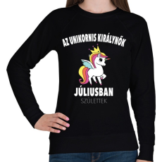 PRINTFASHION Unikornis királynők júliusban születtek (MAGYAR) - Női pulóver - Fekete