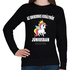 PRINTFASHION Unikornis királynők júniusban születtek (MAGYAR) - Női pulóver - Fekete