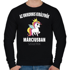 PRINTFASHION Unikornis királynők márciusban születtek (MAGYAR) - Férfi pulóver - Fekete