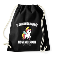 PRINTFASHION Unikornis királynők november születtek (MAGYAR) - Sportzsák, Tornazsák - Fekete tornazsák
