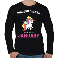 PRINTFASHION Unikornis királynők születésnapja Januárban - Férfi hosszú ujjú póló - Fekete férfi póló