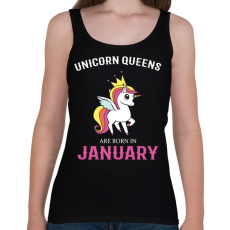 PRINTFASHION Unikornis királynők születésnapja Januárban - Női atléta - Fekete