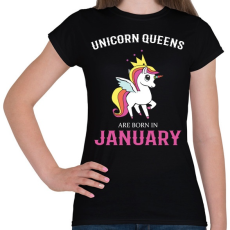 PRINTFASHION Unikornis királynők születésnapja Januárban - Női póló - Fekete