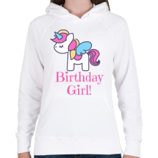 PRINTFASHION Unikornis kiscsaj születésnapja - Női kapucnis pulóver - Fehér női pulóver, kardigán