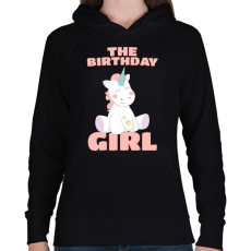 PRINTFASHION Unikornis kislány születésnap - Női kapucnis pulóver - Fekete