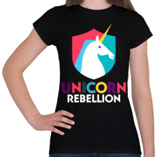 PRINTFASHION Unikornis lázadás - Női póló - Fekete női póló