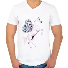 PRINTFASHION Unikornis lepke - Férfi V-nyakú póló - Fehér