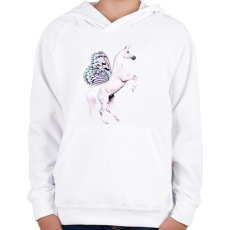 PRINTFASHION Unikornis lepke - Gyerek kapucnis pulóver - Fehér