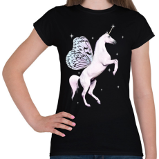PRINTFASHION Unikornis lepke - Női póló - Fekete