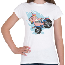 PRINTFASHION Unikornis motoron - Női póló - Fehér női póló