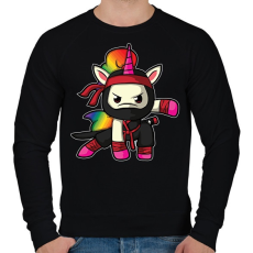 PRINTFASHION Unikornis ninja harcos - Férfi pulóver - Fekete