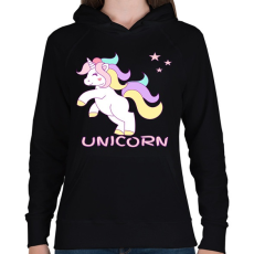 PRINTFASHION unikornis - Női kapucnis pulóver - Fekete