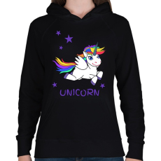 PRINTFASHION unikornis - Női kapucnis pulóver - Fekete