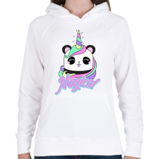PRINTFASHION Unikornis panda - Női kapucnis pulóver - Fehér