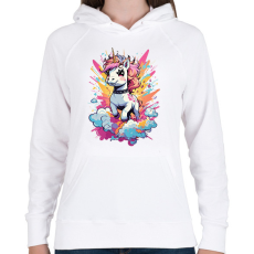 PRINTFASHION Unikornis punk - Női kapucnis pulóver - Fehér