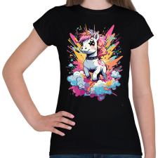 PRINTFASHION Unikornis punk - Női póló - Fekete női póló