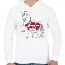 PRINTFASHION Unikornis részei - Férfi kapucnis pulóver - Fehér férfi pulóver, kardigán