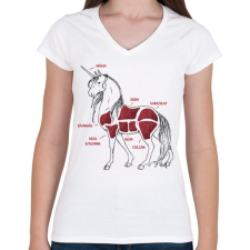 PRINTFASHION Unikornis részei - Női V-nyakú póló - Fehér női póló