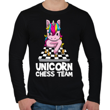 PRINTFASHION Unikornis sakk csapat - Férfi hosszú ujjú póló - Fekete férfi póló