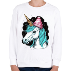 PRINTFASHION Unikornis sapkában - Gyerek pulóver - Fehér