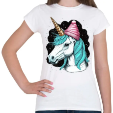 PRINTFASHION Unikornis sapkában - Női póló - Fehér
