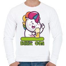 PRINTFASHION Unikornis sörrel BEER.OM - Férfi pulóver - Fehér