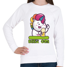 PRINTFASHION Unikornis sörrel BEER.OM - Női pulóver - Fehér női pulóver, kardigán