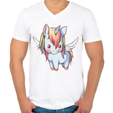 PRINTFASHION Unikornis szárnyakkal - Férfi V-nyakú póló - Fehér férfi póló