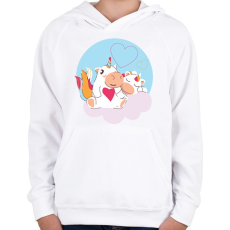PRINTFASHION Unikornis szerelem - Gyerek kapucnis pulóver - Fehér