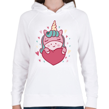 PRINTFASHION Unikornis szerelem - Női kapucnis pulóver - Fehér női pulóver, kardigán