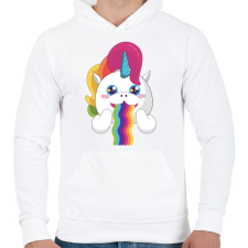 PRINTFASHION Unikornis szivárvány - Férfi kapucnis pulóver - Fehér férfi pulóver, kardigán