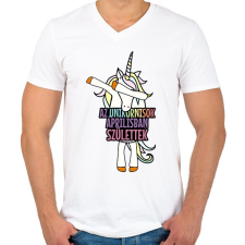 PRINTFASHION Unikornis szülinap április - Férfi V-nyakú póló - Fehér férfi póló