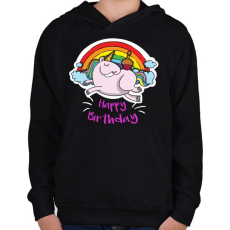 PRINTFASHION Unikornis szülinap - Gyerek kapucnis pulóver - Fekete