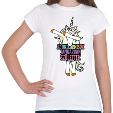 PRINTFASHION Unikornis szülinap január - Női póló - Fehér