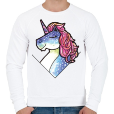 PRINTFASHION Unikornis vízfesték - Férfi pulóver - Fehér