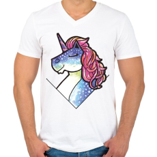 PRINTFASHION Unikornis vízfesték - Férfi V-nyakú póló - Fehér