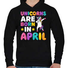 PRINTFASHION Unikornisok áprilisban születnek  - Férfi kapucnis pulóver - Fekete