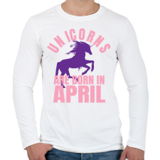PRINTFASHION Unikornisok áprilisban születtek - Férfi hosszú ujjú póló - Fehér férfi póló