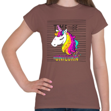 PRINTFASHION Unikornisok ideje - Női póló - Mogyoróbarna női póló