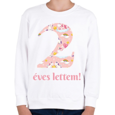 PRINTFASHION Unikornisos minta - Számmal - Gyerek pulóver - Fehér