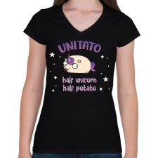 PRINTFASHION Unitato - Női V-nyakú póló - Fekete női póló