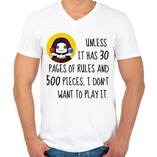 PRINTFASHION Unless it has 30 rules - Férfi V-nyakú póló - Fehér