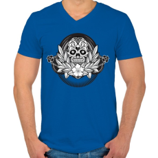 PRINTFASHION Ünnepi koponya - Férfi V-nyakú póló - Királykék