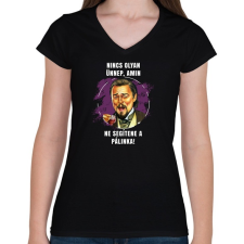 PRINTFASHION Ünnepi pálinka - Női V-nyakú póló - Fekete női póló