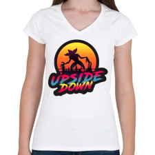 PRINTFASHION Upside down - Női V-nyakú póló - Fehér női póló