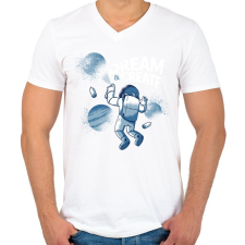 PRINTFASHION Űr graffiti - Férfi V-nyakú póló - Fehér férfi póló