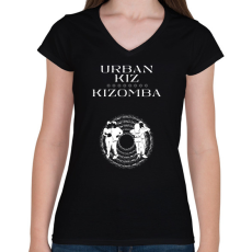 PRINTFASHION Urbankiz Kizomba dancer S0202 white - Női V-nyakú póló - Fekete