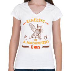 PRINTFASHION Üres madáretető - Női V-nyakú póló - Fehér