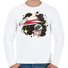 PRINTFASHION Űrhajós cica - Férfi pulóver - Fehér férfi pulóver, kardigán